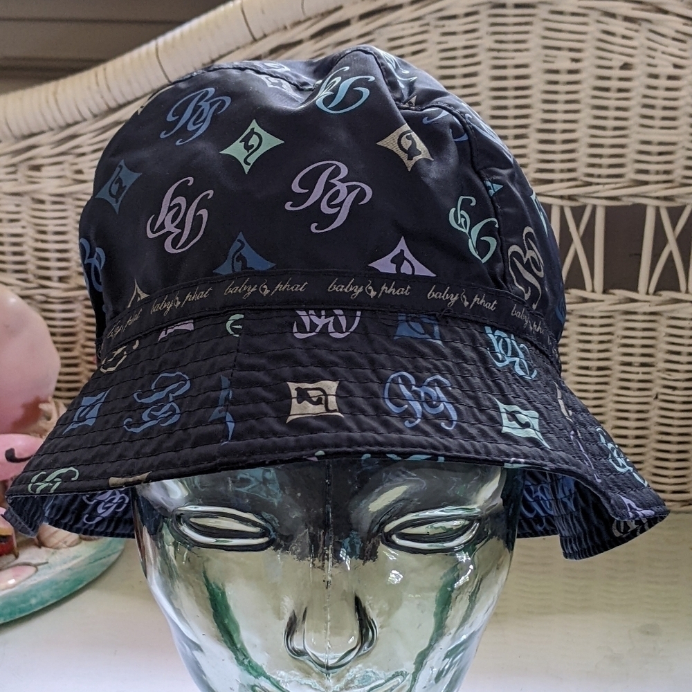 Baby Phat Bucket Hat All Over Logo Blue